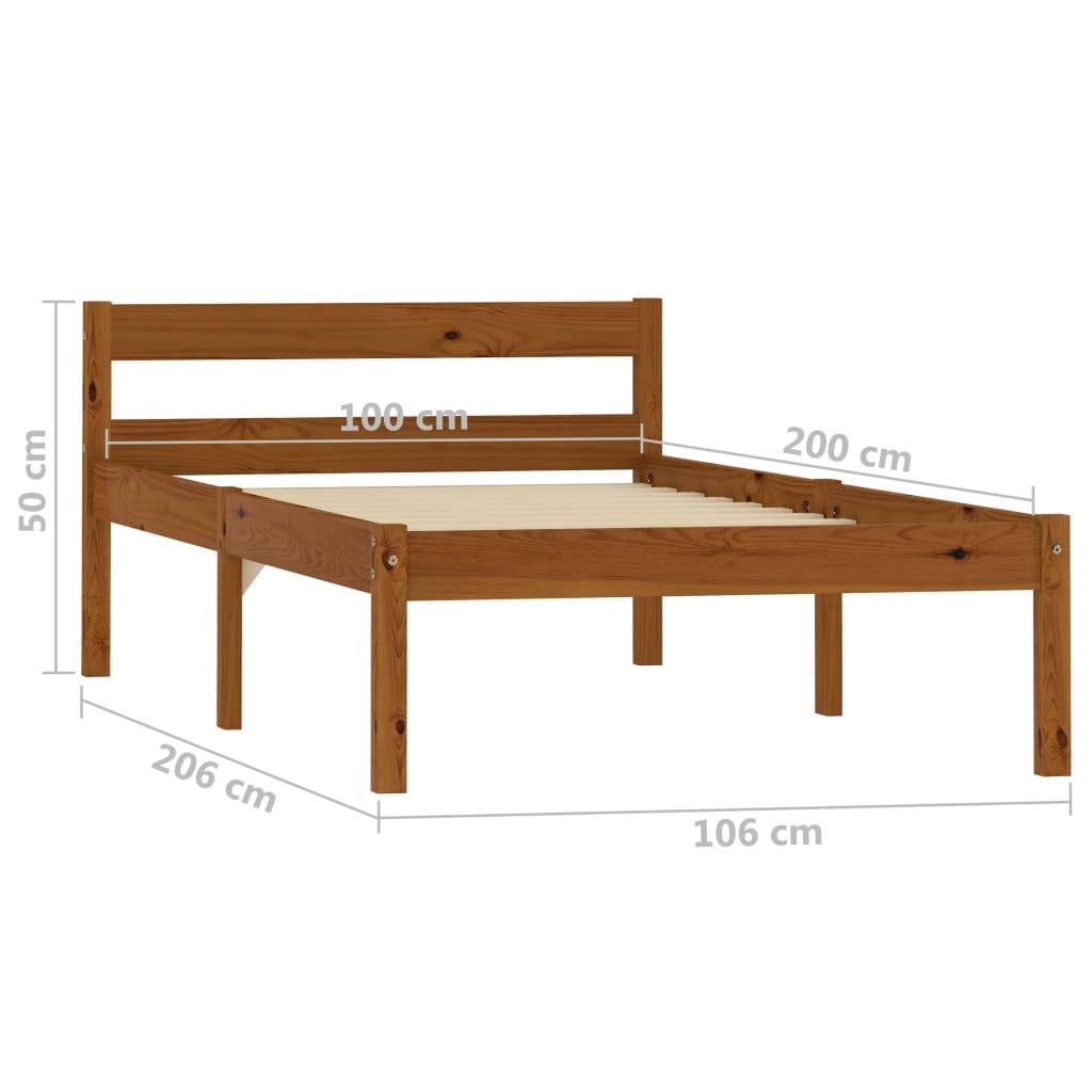 vidaXL Massivholzbett Honigbraun Kiefer 100x200 cm