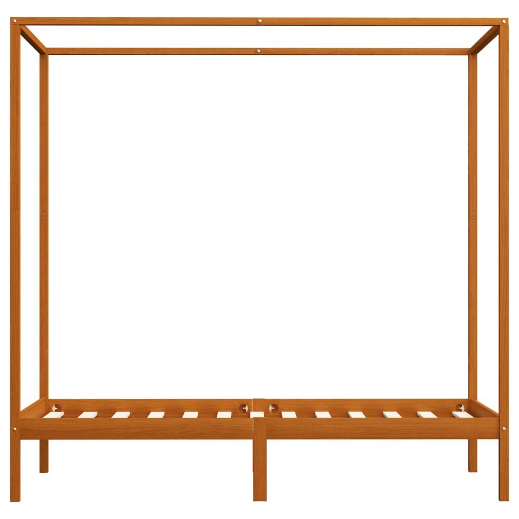vidaXL Himmelbett-Gestell Honigbraun Massivholz Kiefer 100 x 200 cm