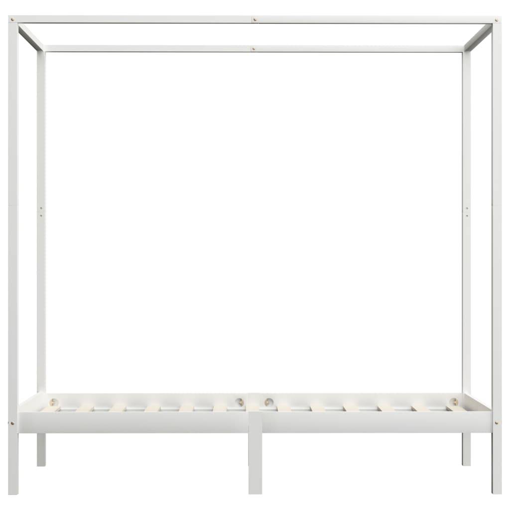 vidaXL Himmelbett-Gestell Weiß Massivholz Kiefer 100 x 200 cm