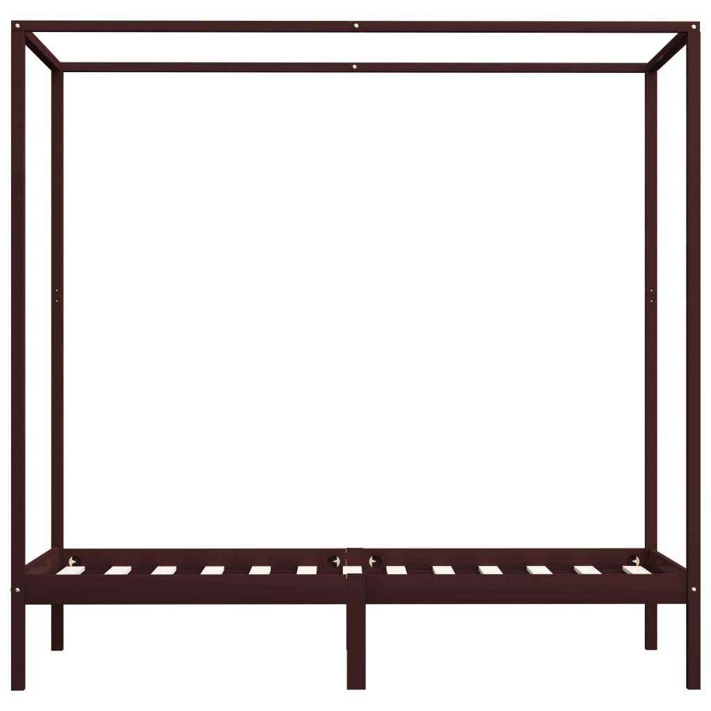 vidaXL Himmelbett-Gestell Dunkelbraun Massivholz Kiefer 90 x 200 cm