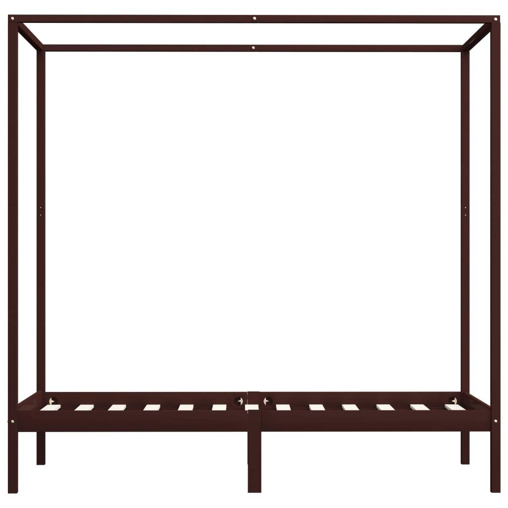 vidaXL Himmelbett-Gestell Dunkelbraun Massivholz Kiefer 100 x 200 cm