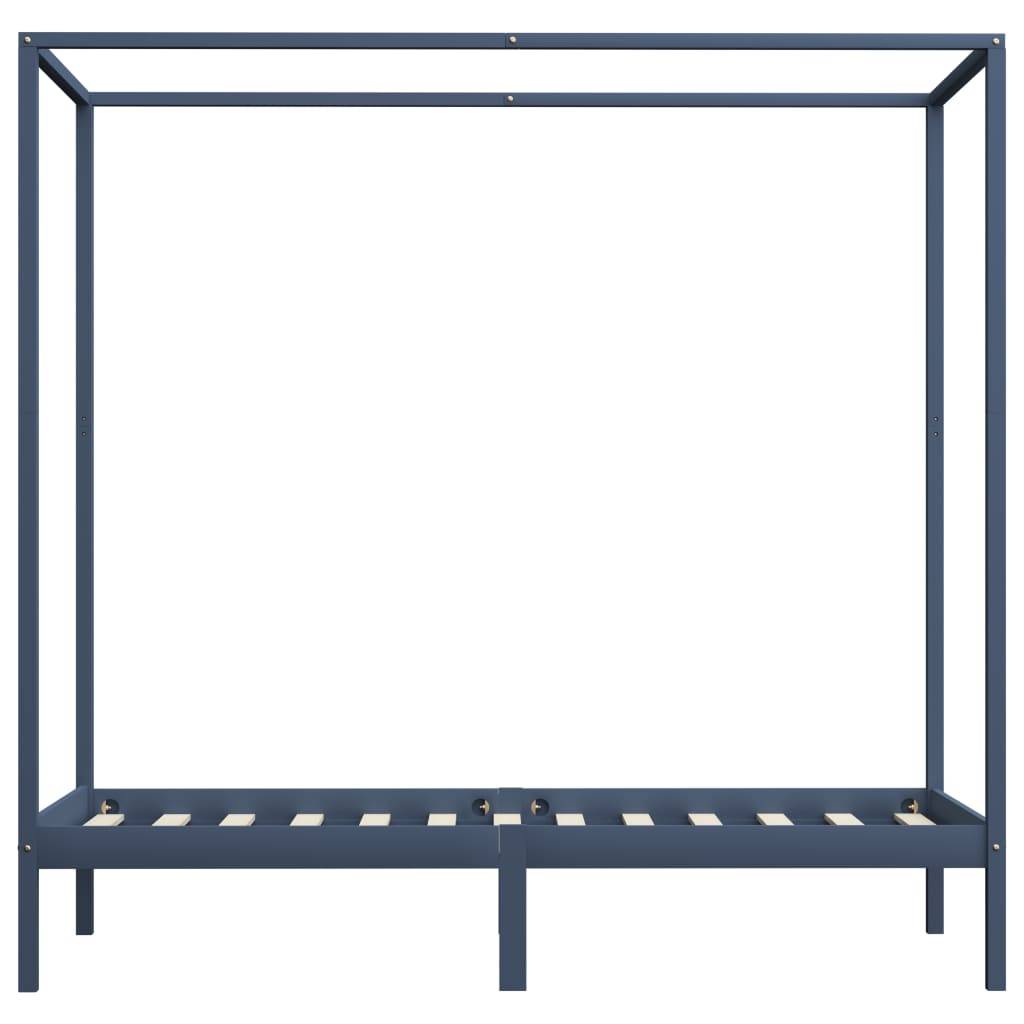 vidaXL Himmelbett-Gestell Grau Massivholz Kiefer 90 x 200 cm