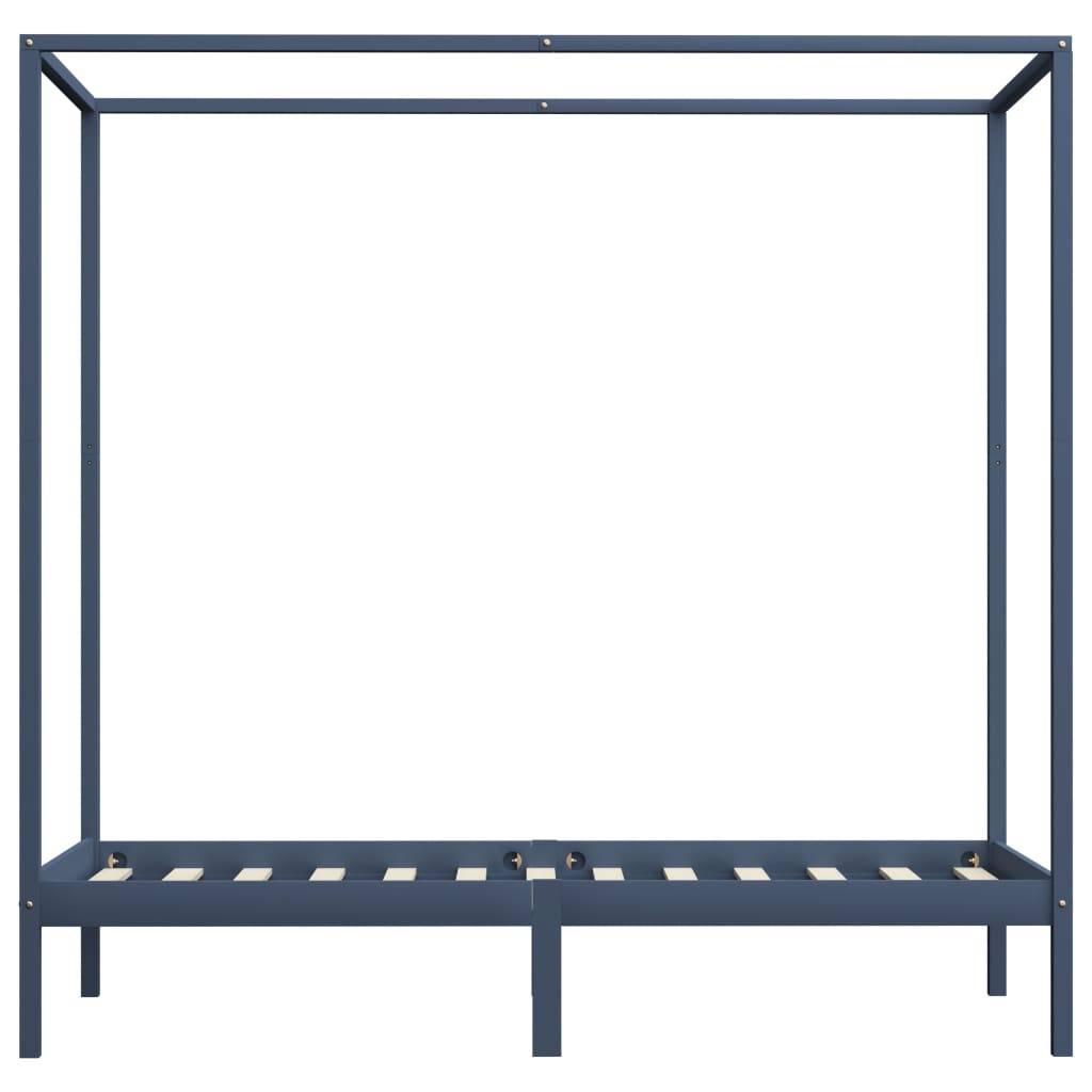 vidaXL Himmelbett-Gestell Grau Massivholz Kiefer 100 x 200 cm