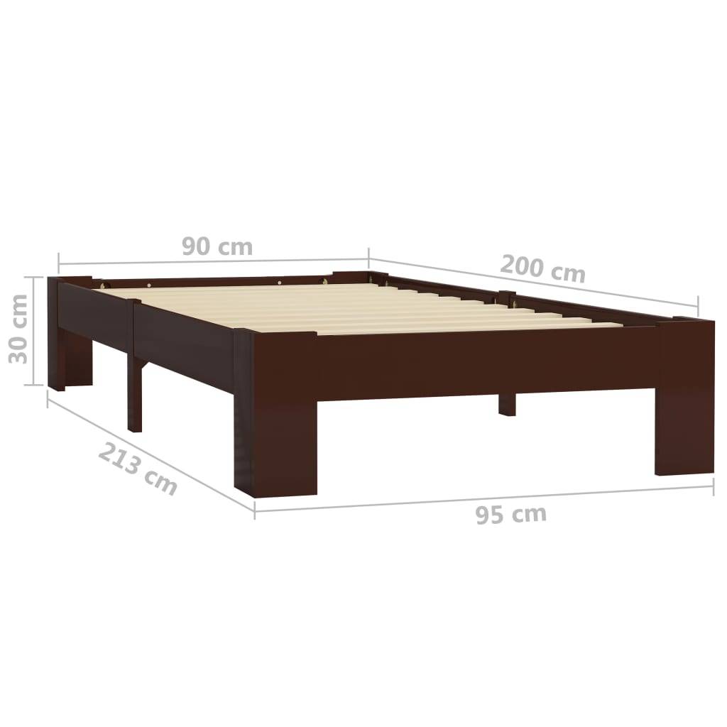 vidaXL Massivholzbett Dunkelbraun Kiefer 90x200 cm