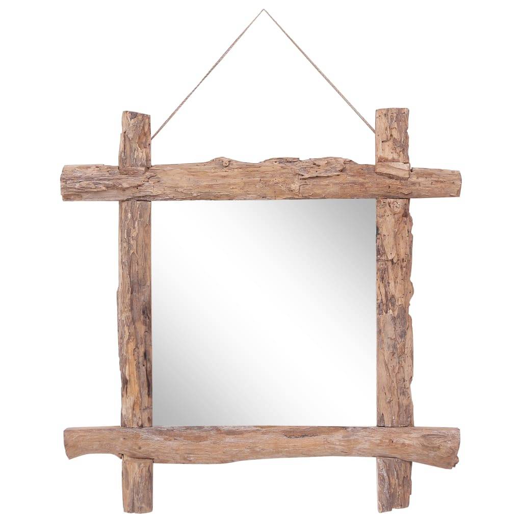 vidaXL Holzspiegel Natur 70x70 cm Recyceltes Teakholz