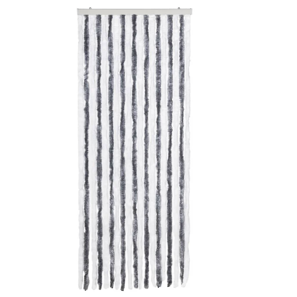 vidaXL Insektenschutz-Vorhang Grau und Weiß 56x185 cm Chenille