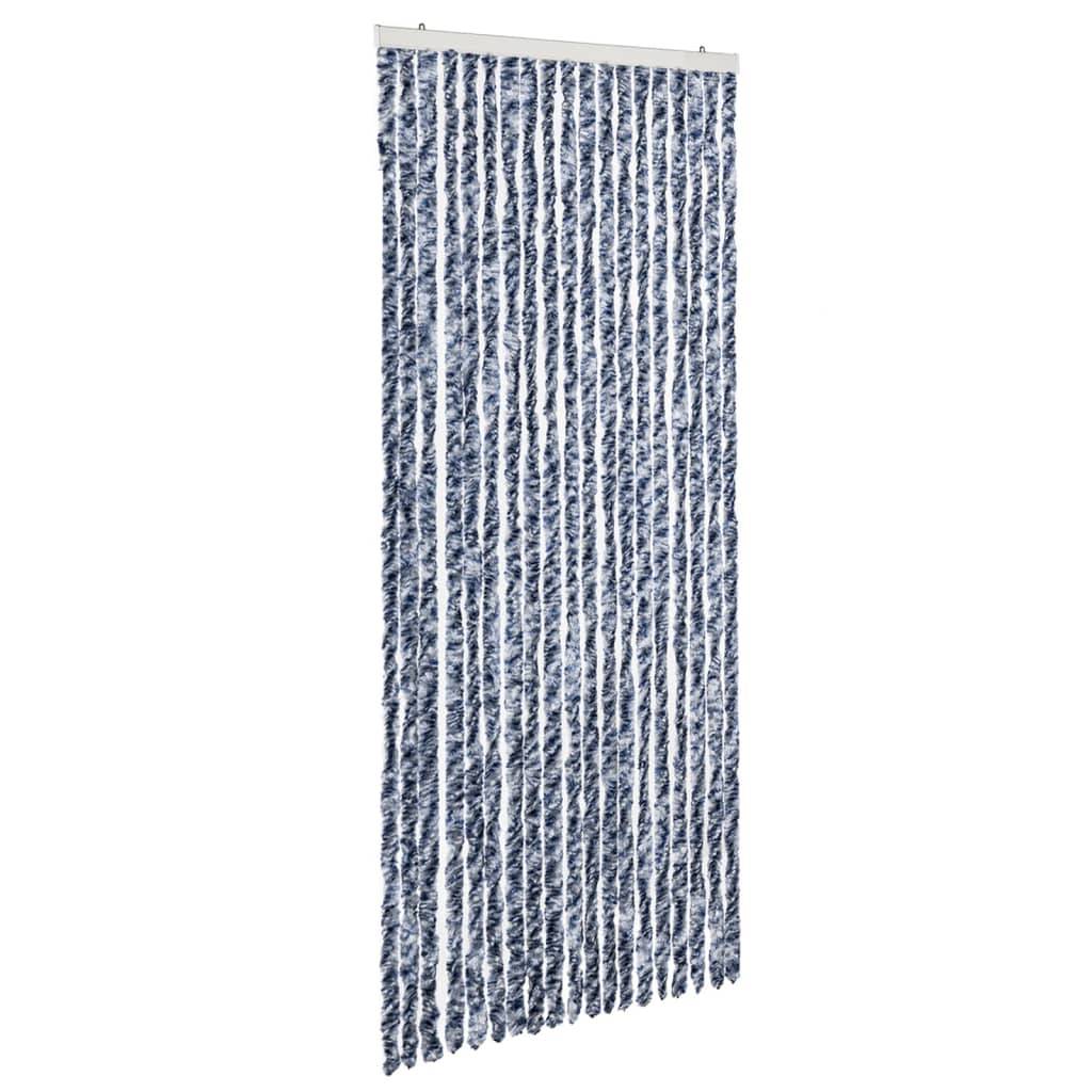 vidaXL Insektenschutz-Vorhang Blau, Weiß und Silbern 56x185cm Chenille