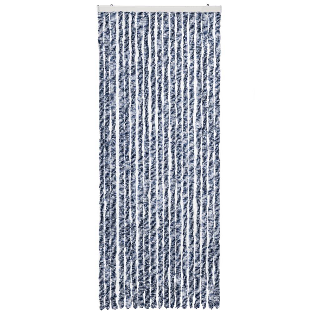 vidaXL Insektenschutz-Vorhang Blau, Weiß und Silbern 56x185cm Chenille