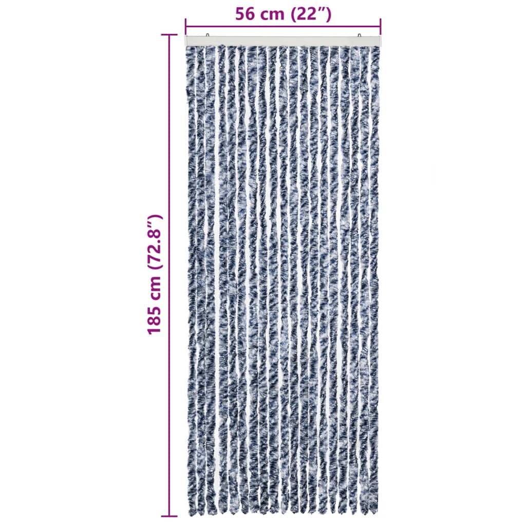 vidaXL Insektenschutz-Vorhang Blau, Weiß und Silbern 56x185cm Chenille