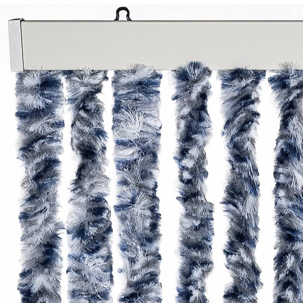 vidaXL Insektenschutz-Vorhang Blau Weiß Silbern 100x220cm Chenille