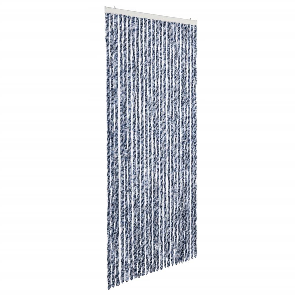 vidaXL Insektenschutz-Vorhang Blau Weiß Silbern 100x220cm Chenille