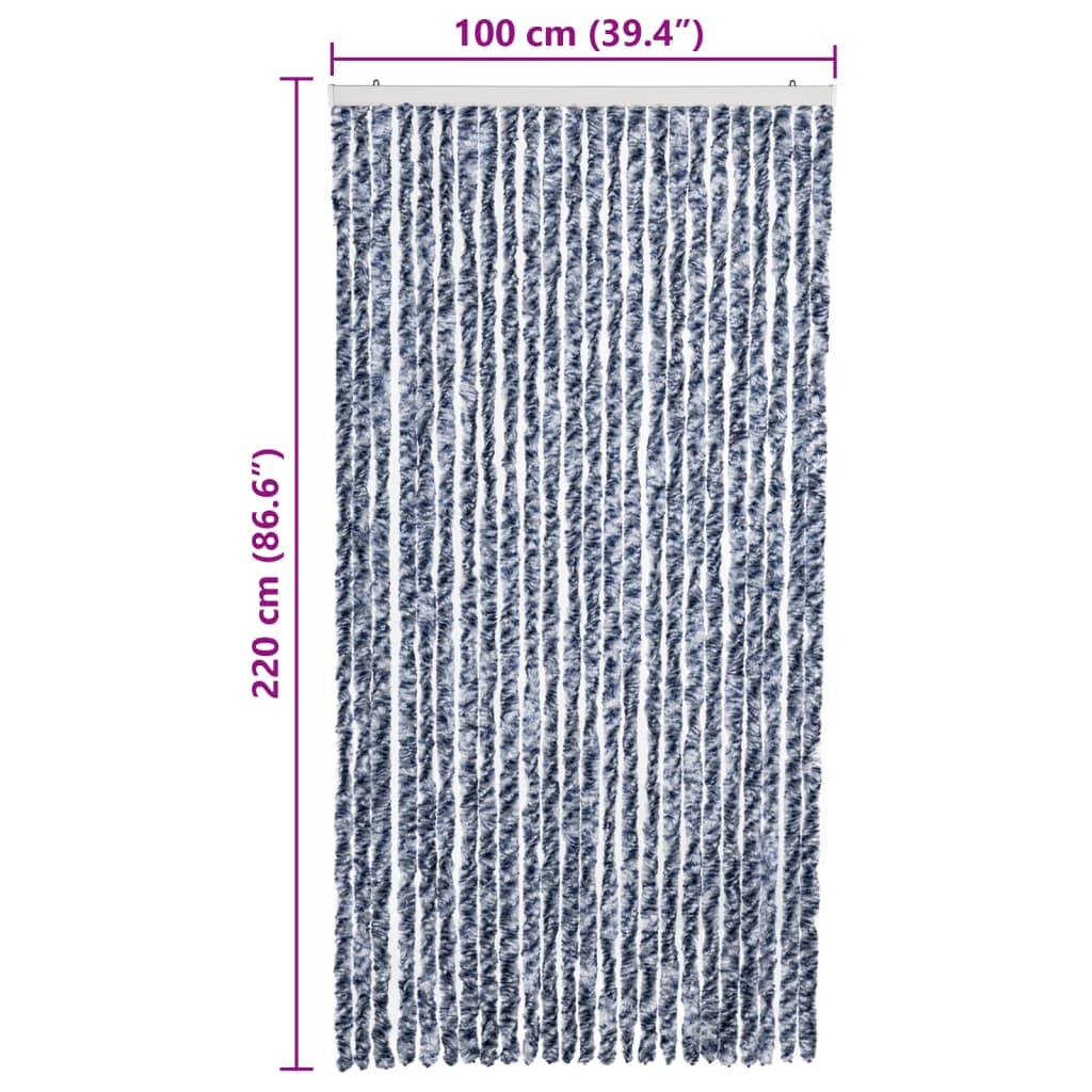 vidaXL Insektenschutz-Vorhang Blau Weiß Silbern 100x220cm Chenille