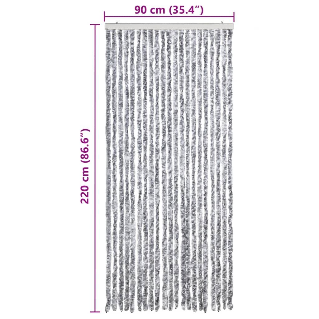 vidaXL Insektenschutz-Vorhang Weiß und Grau 90x220 cm Chenille
