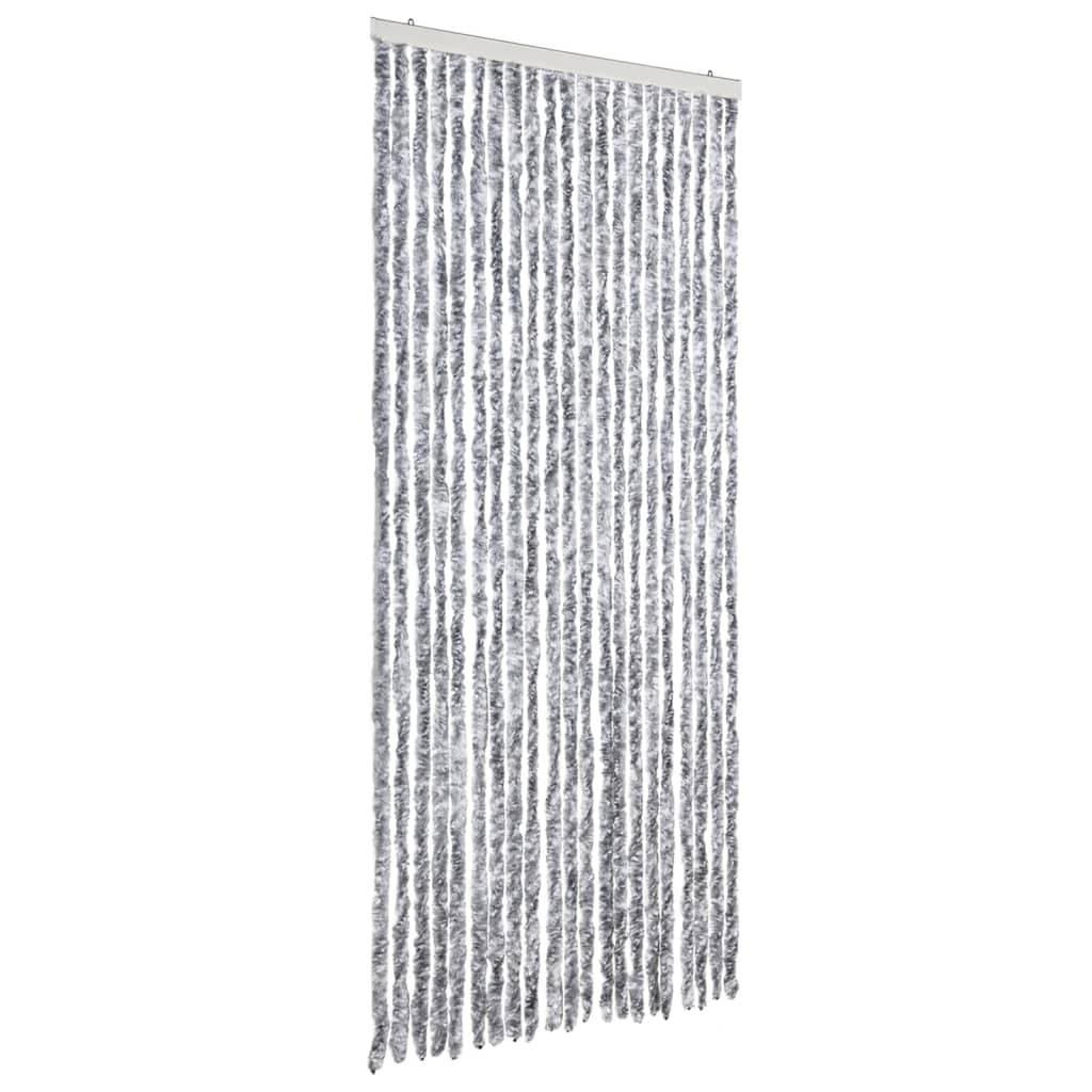 vidaXL Insektenschutz-Vorhang Weiß und Grau 90x220 cm Chenille