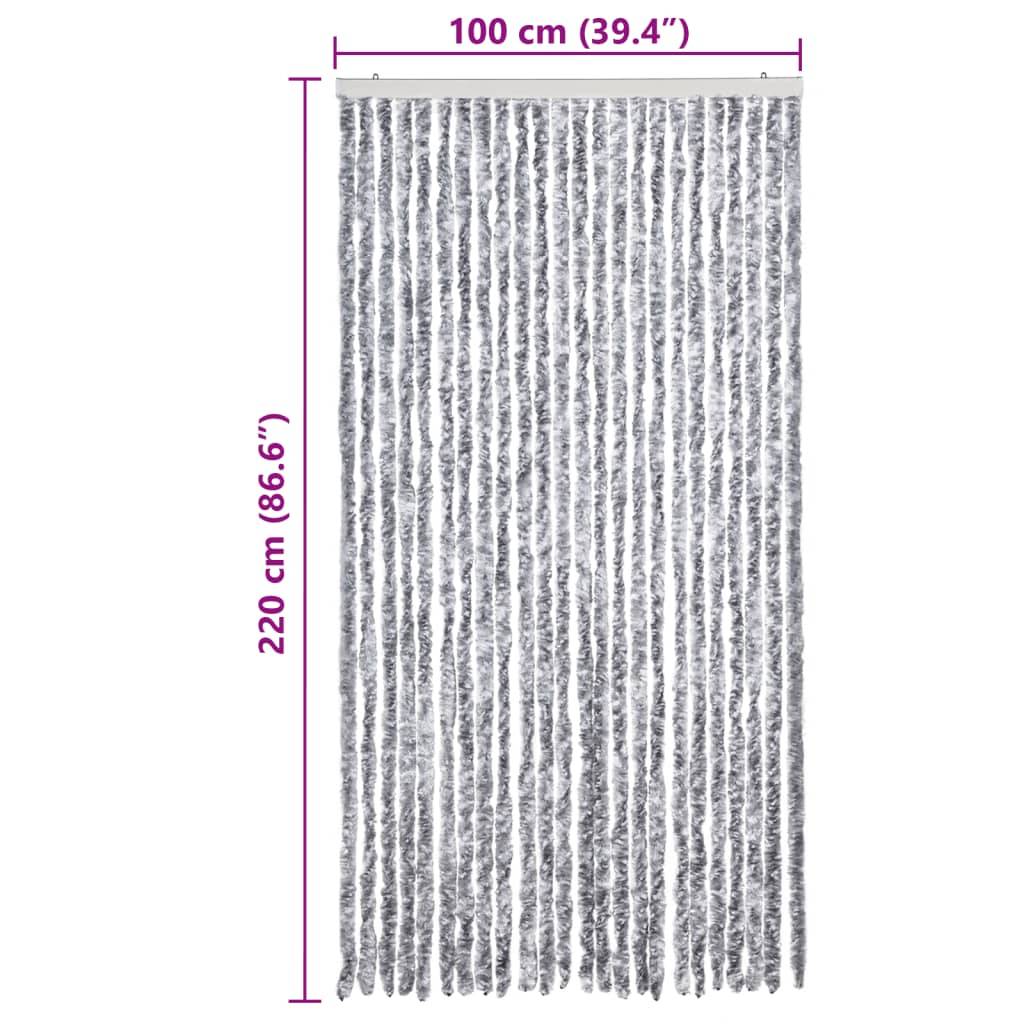 vidaXL Insektenschutz-Vorhang Weiß und Grau 100x220 cm Chenille