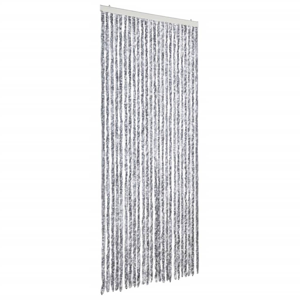 vidaXL Insektenschutz-Vorhang Weiß und Grau 100x220 cm Chenille