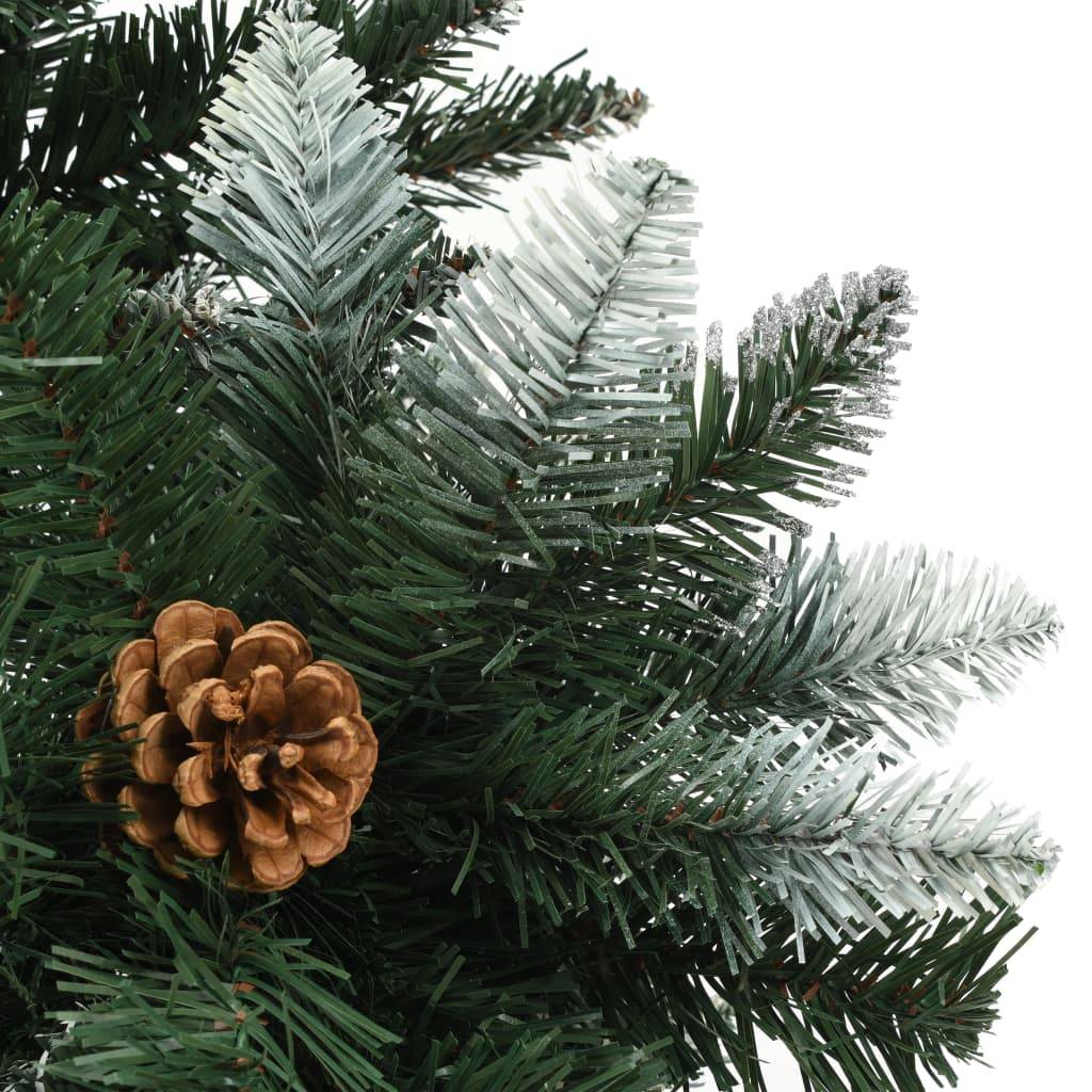 vidaXL Künstlicher Weihnachtsbaum Kiefernzapfen Weißem Glitzer 210 cm