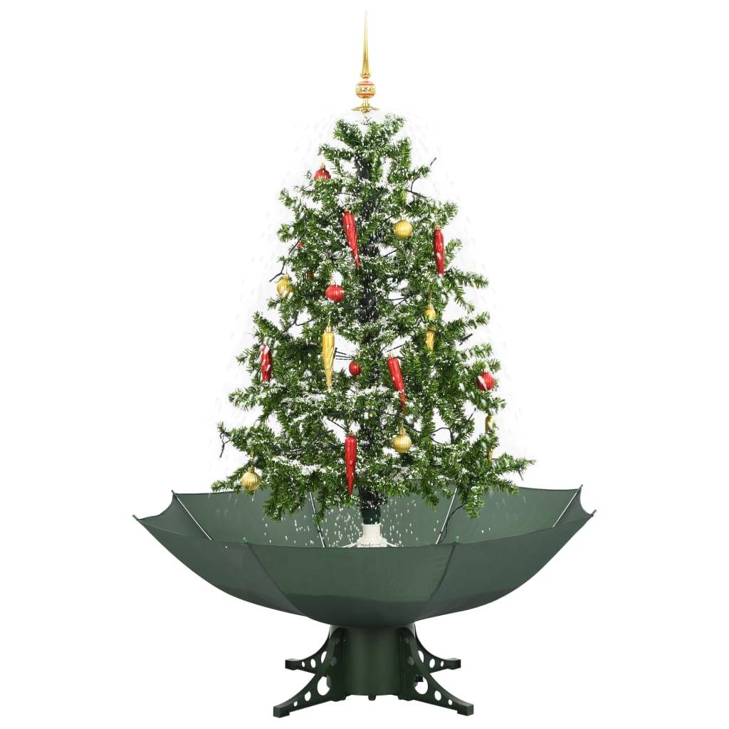 vidaXL Schneiender Weihnachtsbaum mit Schirmfuß Grün 140 cm
