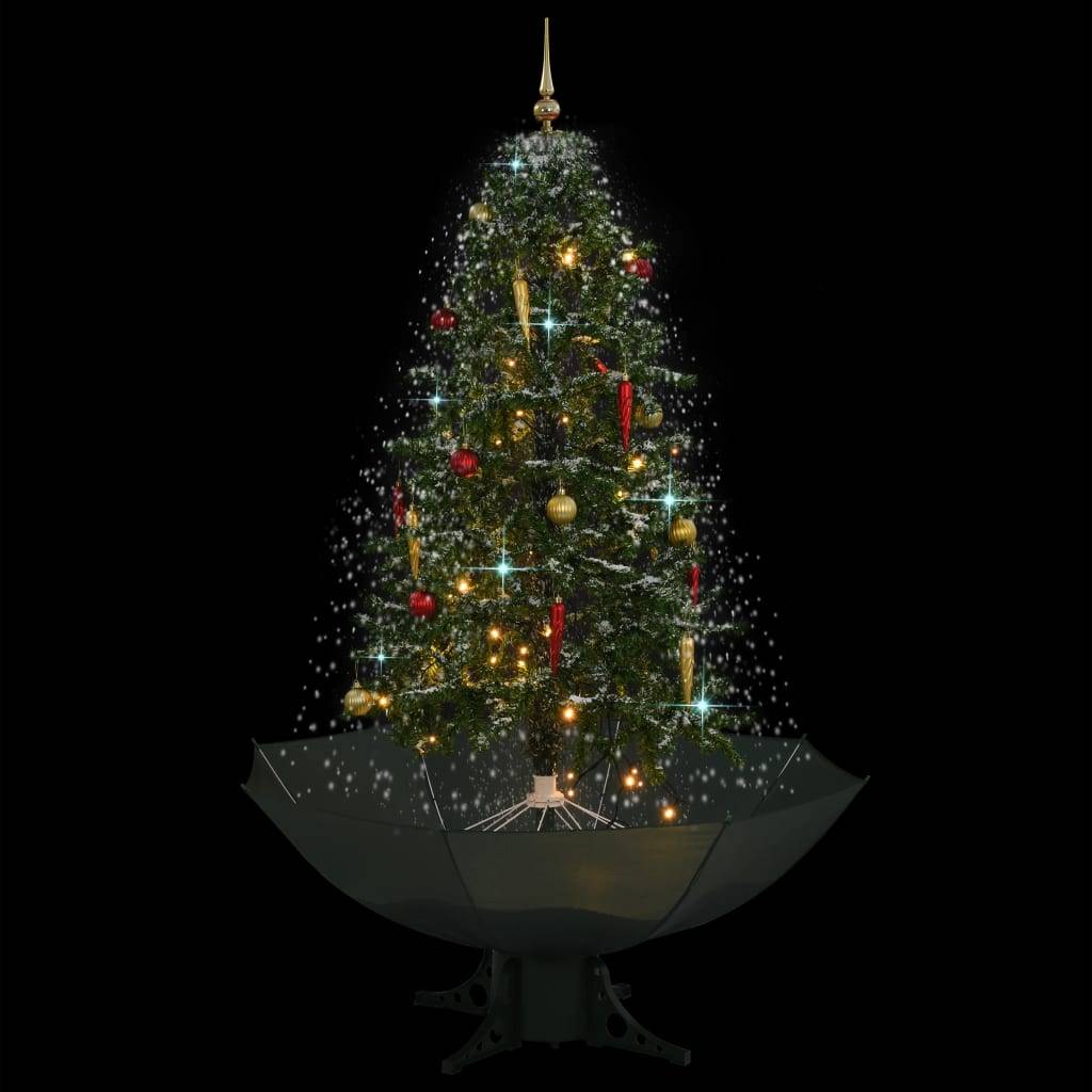 vidaXL Schneiender Weihnachtsbaum mit Schirmfuß Grün 170 cm