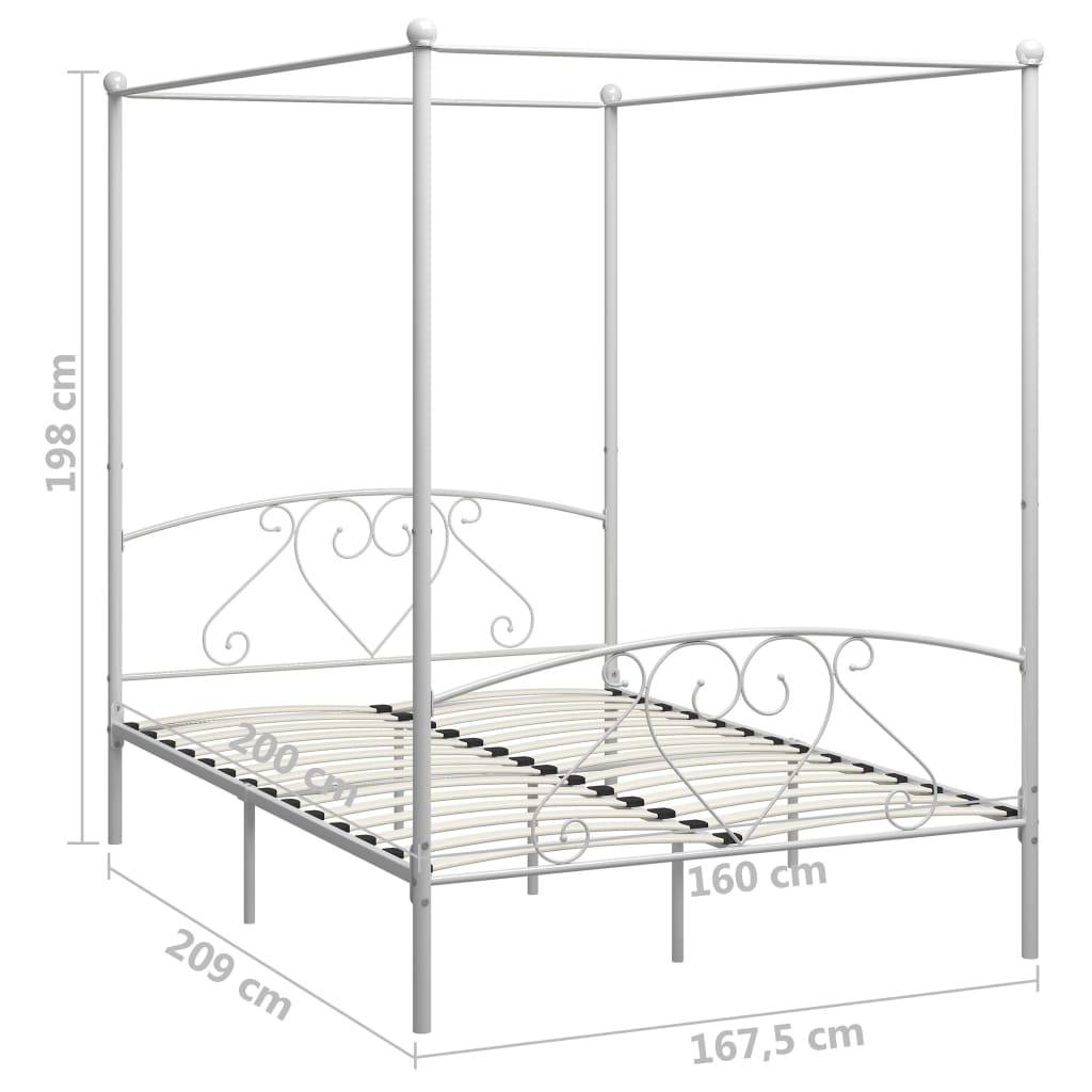 vidaXL Himmelbett-Gestell Weiß Metall 160 x 200 cm