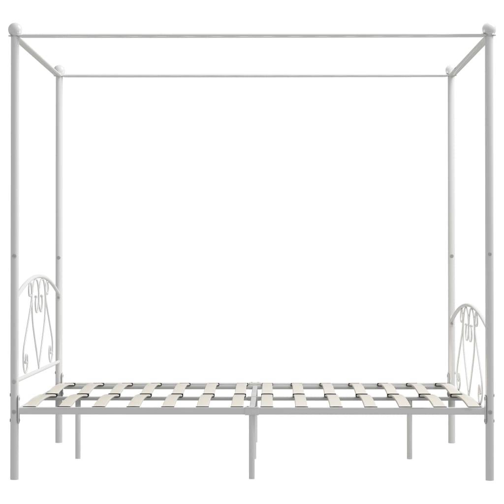 vidaXL Himmelbett-Gestell Weiß Metall 160 x 200 cm