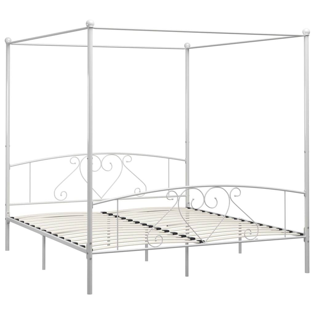 vidaXL Himmelbett-Gestell Weiß Metall 180 x 200 cm