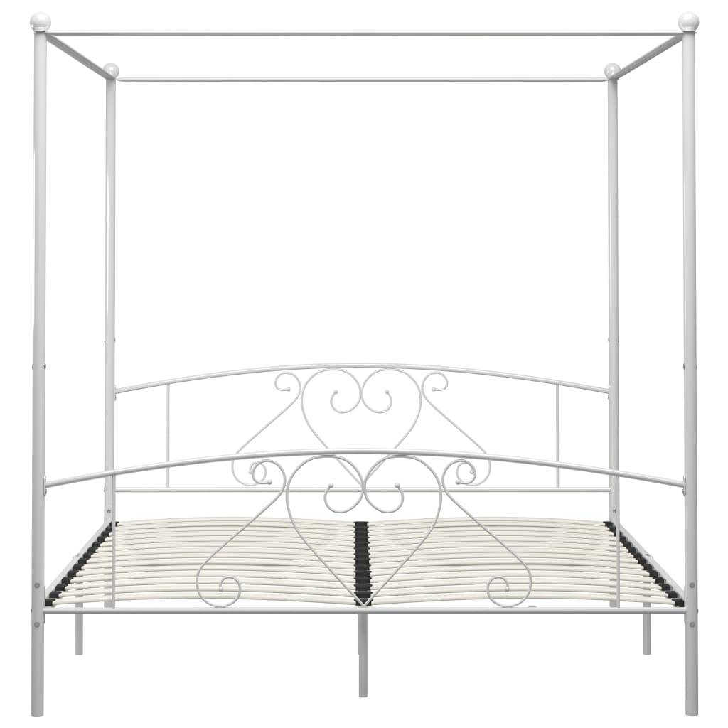 vidaXL Himmelbett-Gestell Weiß Metall 180 x 200 cm