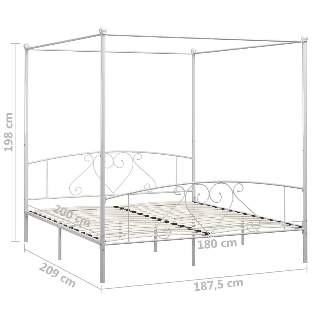 vidaXL Himmelbett-Gestell Weiß Metall 180 x 200 cm