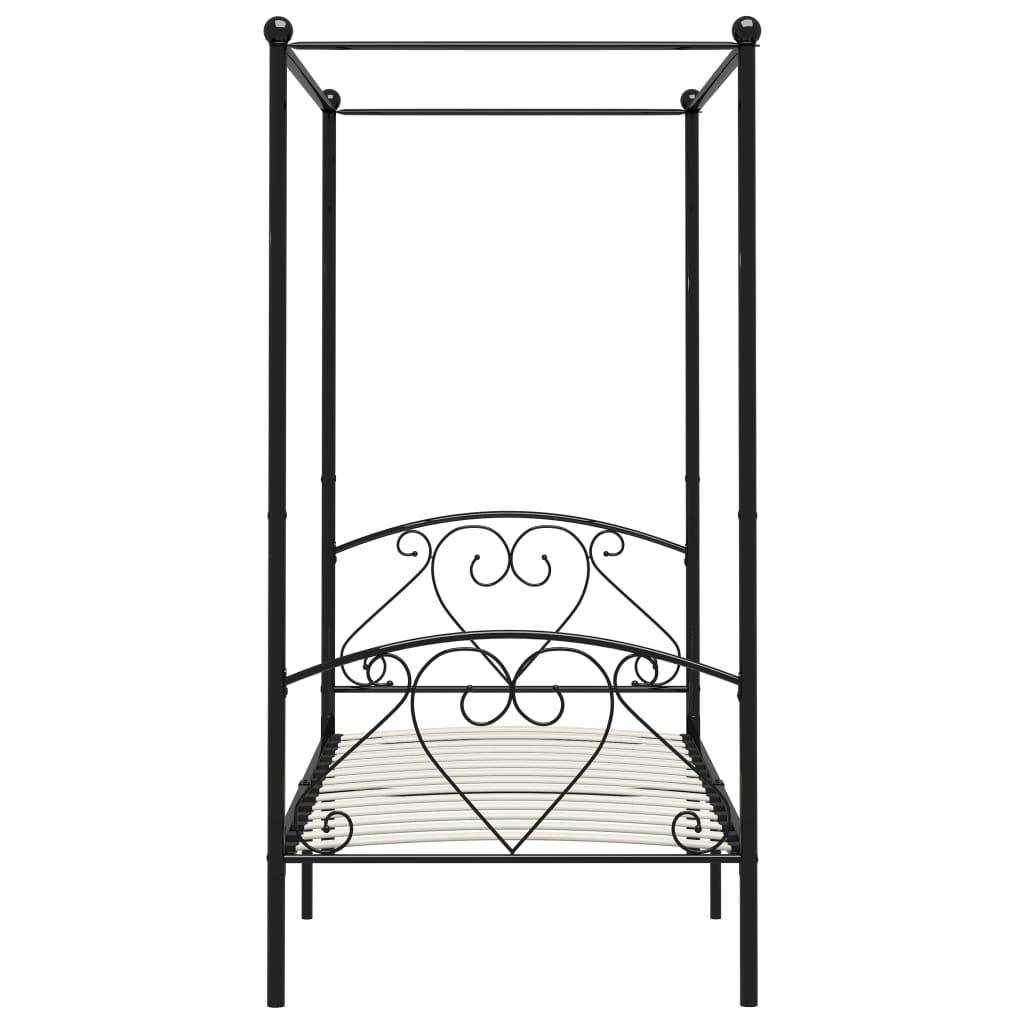 vidaXL Himmelbett-Gestell Schwarz Metall 90 x 200 cm