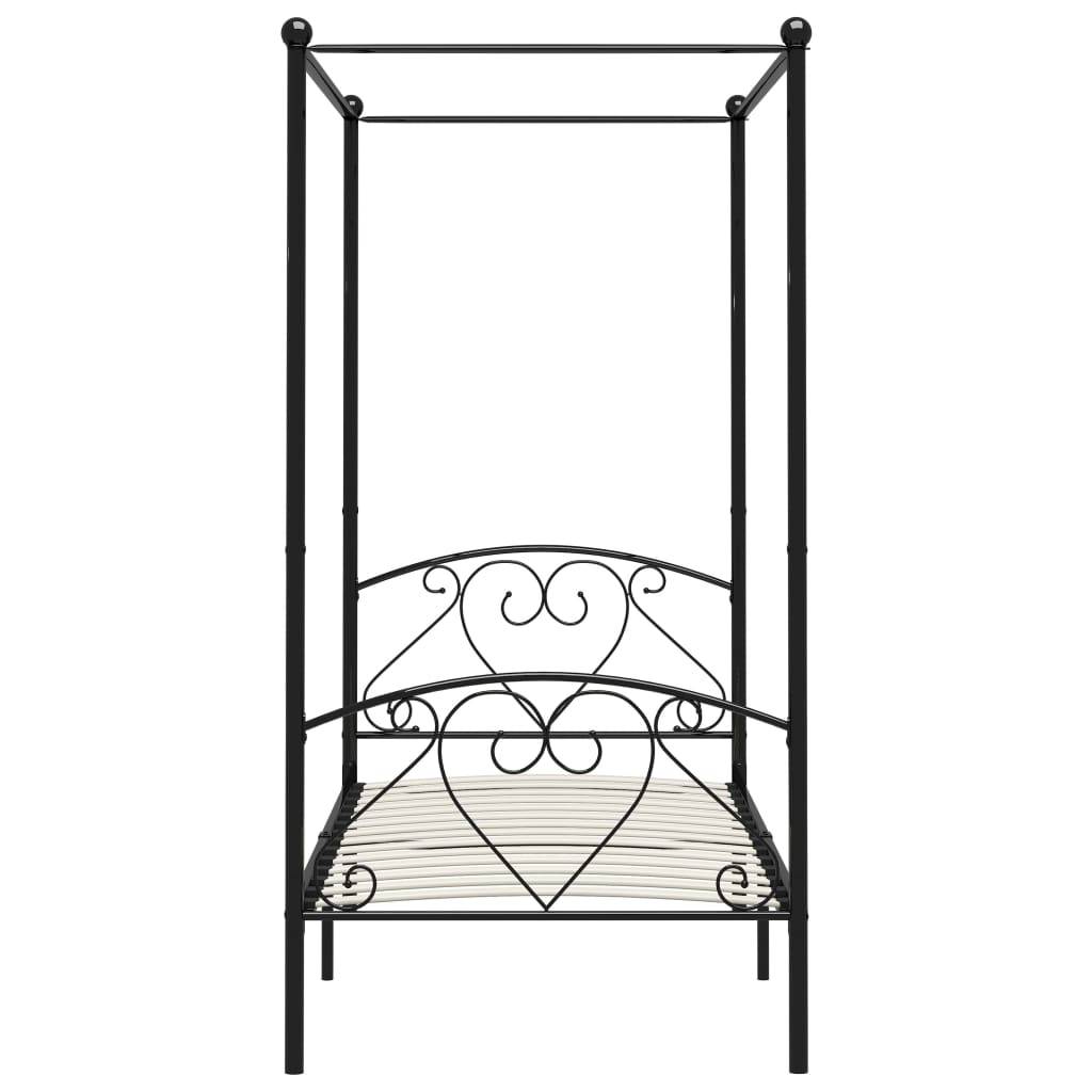 vidaXL Himmelbett-Gestell Schwarz Metall 100 x 200 cm