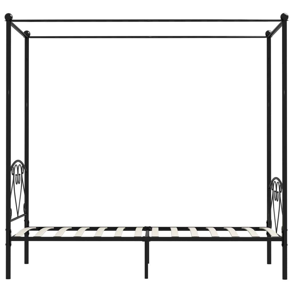 vidaXL Himmelbett-Gestell Schwarz Metall 90 x 200 cm