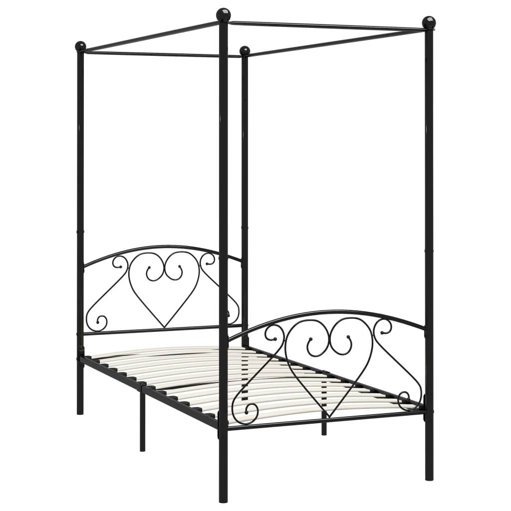 vidaXL Himmelbett-Gestell Schwarz Metall 120 x 200 cm
