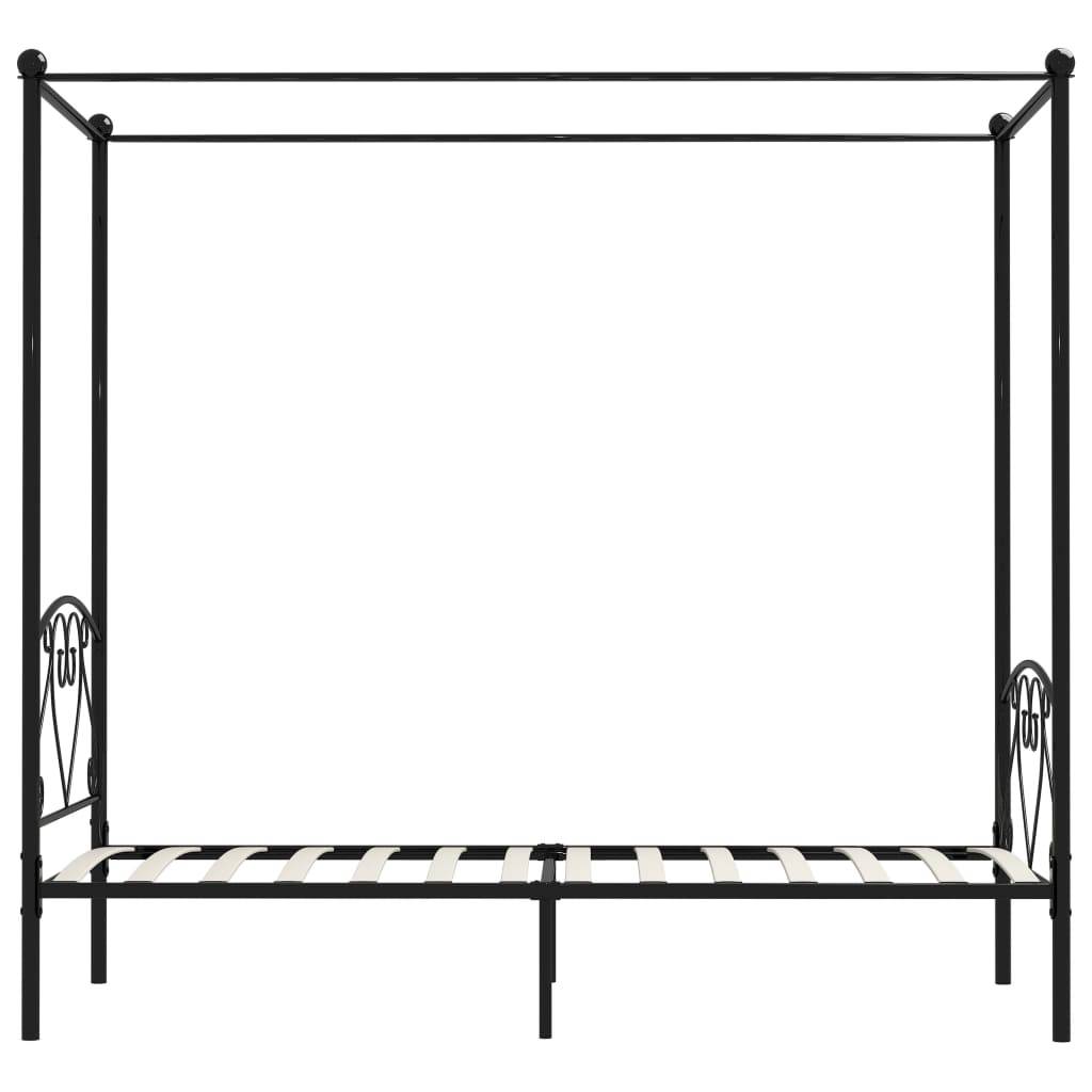 vidaXL Himmelbett-Gestell Schwarz Metall 100 x 200 cm
