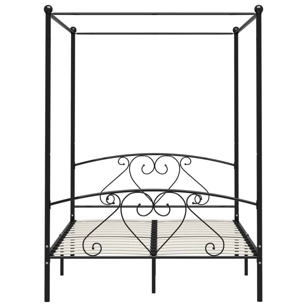 vidaXL Himmelbett-Gestell Schwarz Metall 160 x 200 cm