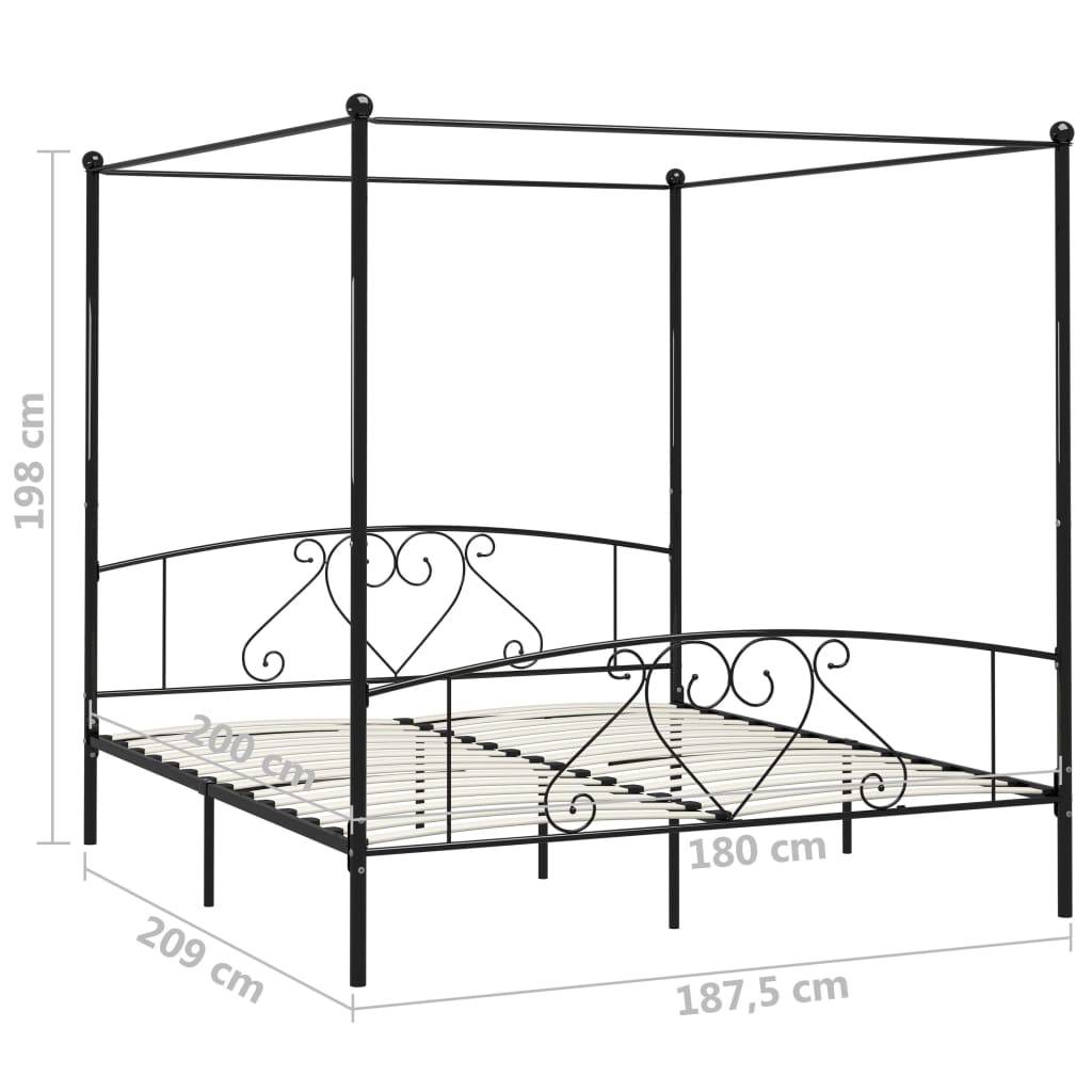 vidaXL Himmelbett-Gestell Schwarz Metall 180 x 200 cm