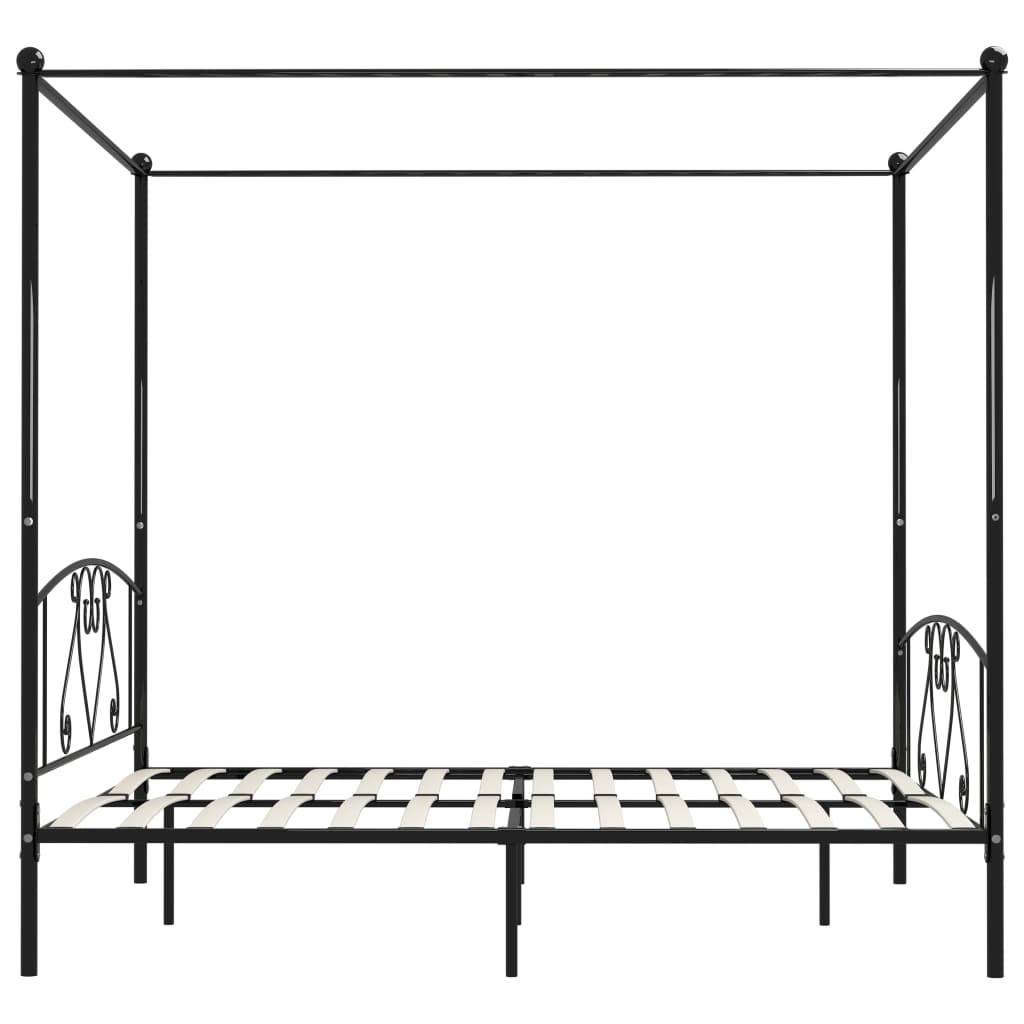 vidaXL Himmelbett-Gestell Schwarz Metall 180 x 200 cm