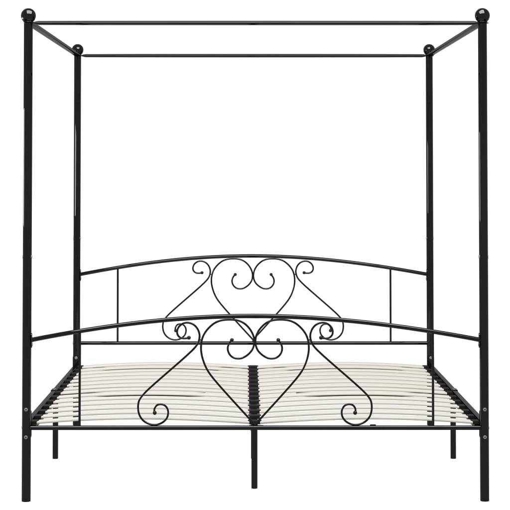 vidaXL Himmelbett-Gestell Schwarz Metall 200 x 200 cm