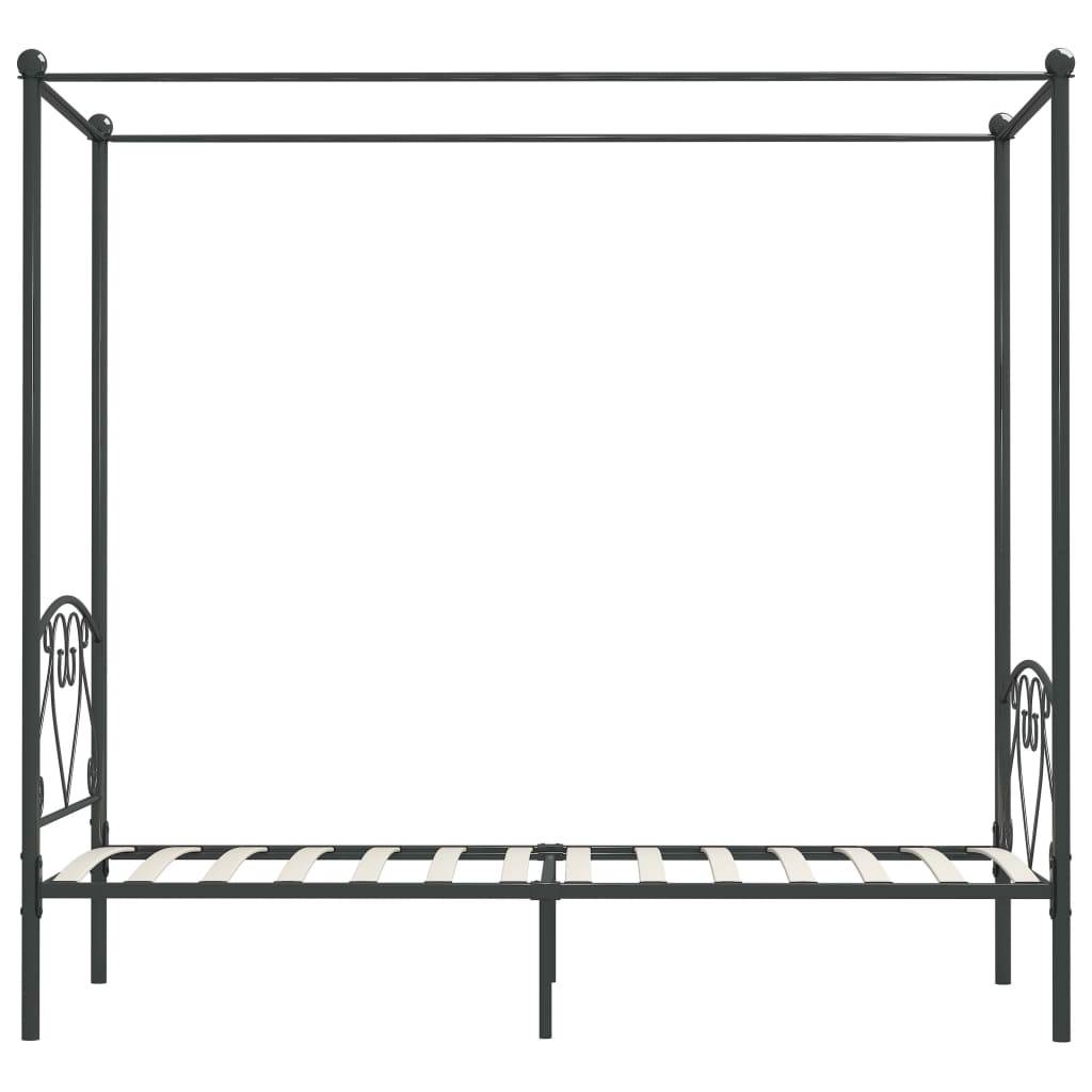vidaXL Himmelbett-Gestell Grau Metall 100 x 200 cm