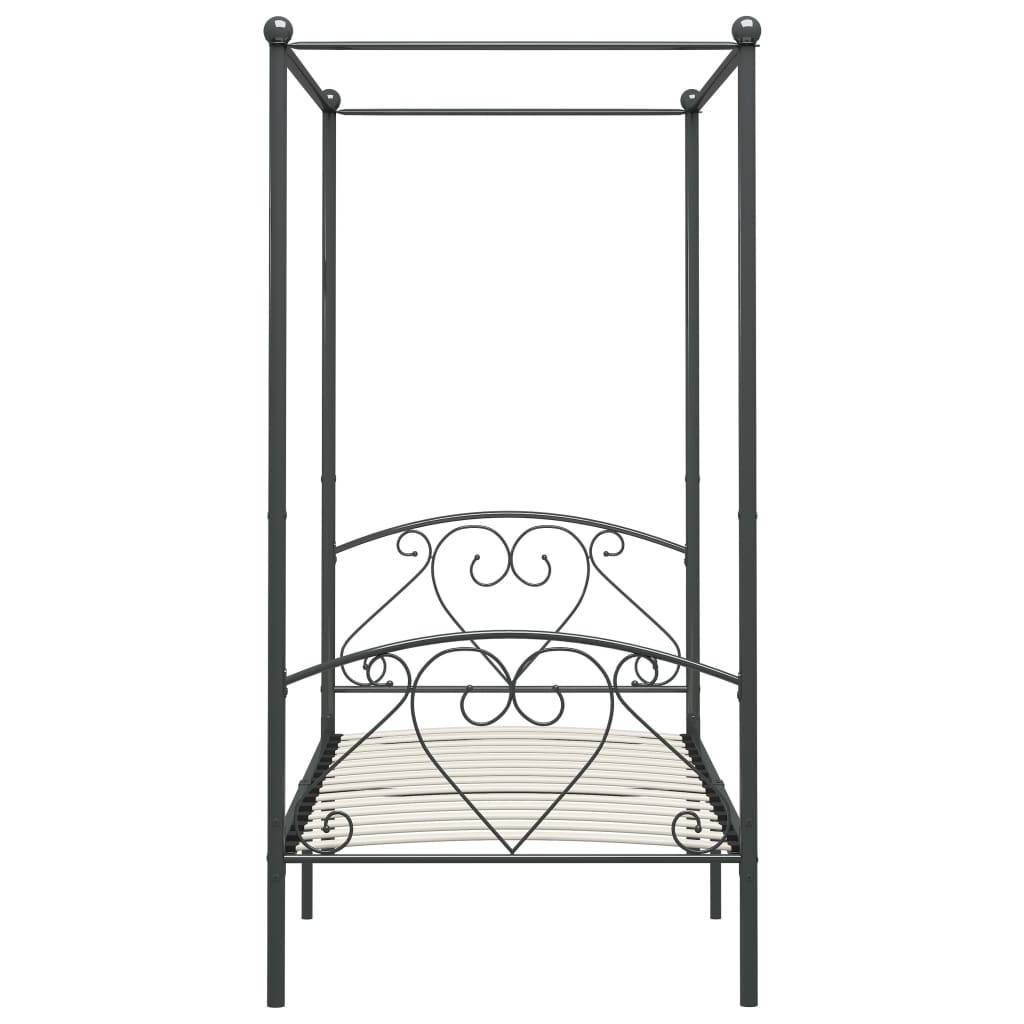 vidaXL Himmelbett-Gestell Grau Metall 100 x 200 cm
