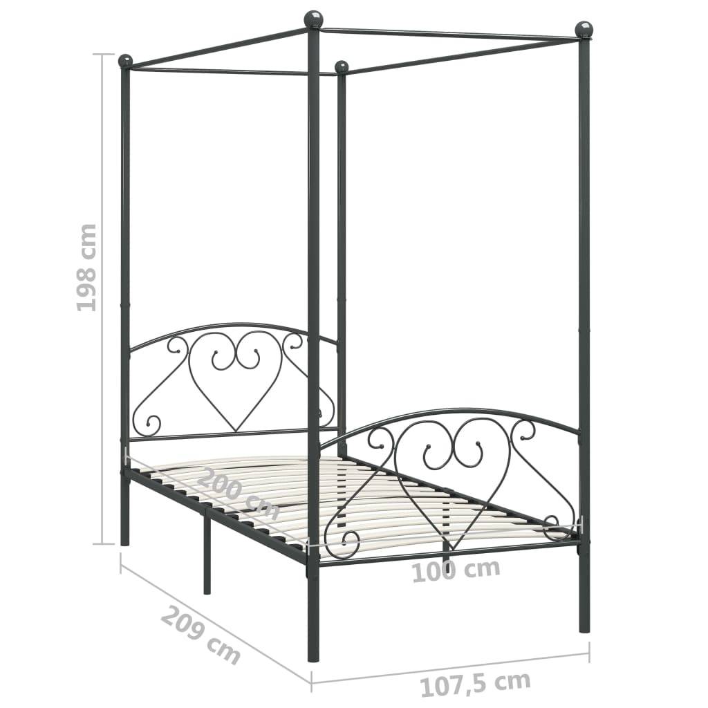 vidaXL Himmelbett-Gestell Grau Metall 100 x 200 cm
