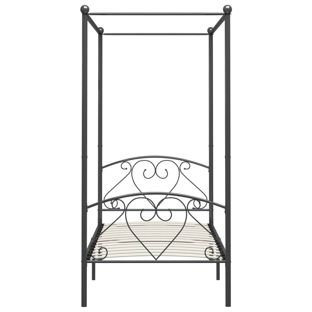 vidaXL Himmelbett-Gestell Grau Metall 120 x 200 cm