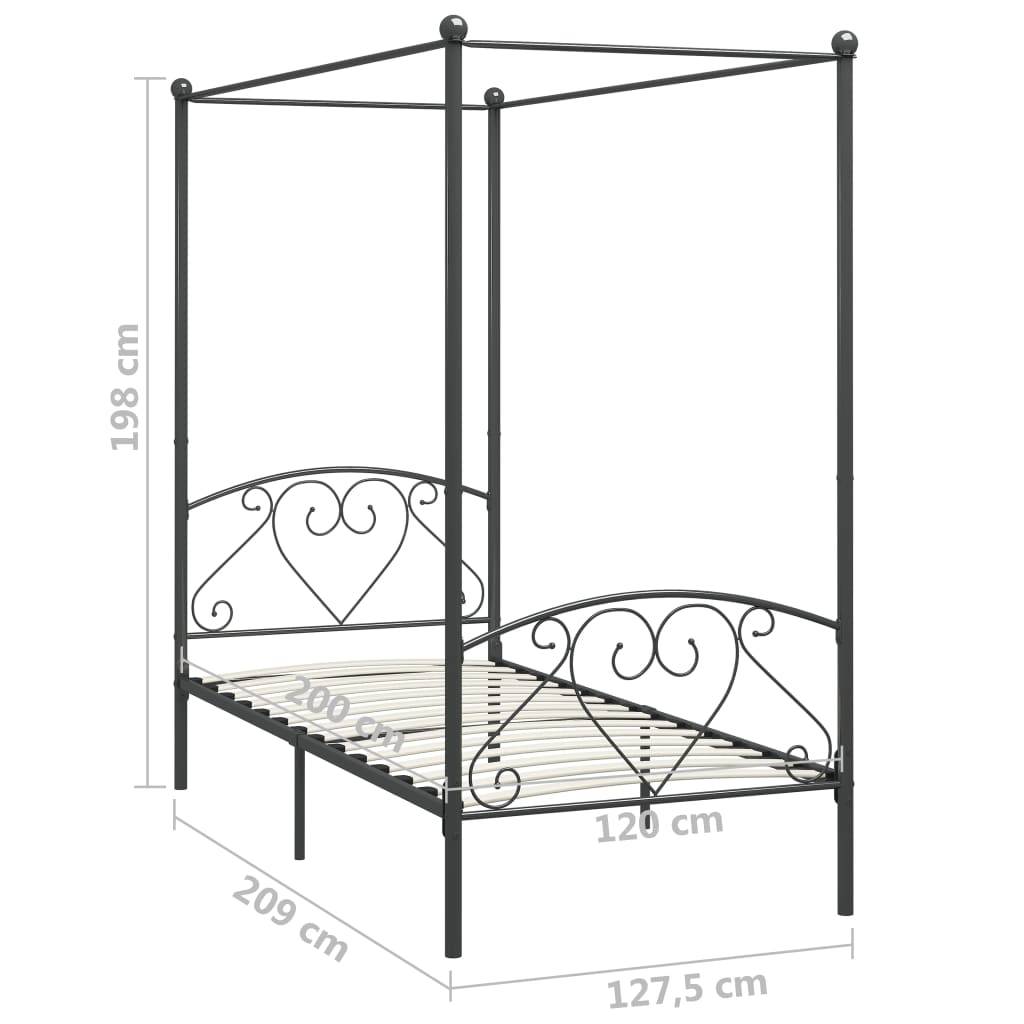 vidaXL Himmelbett-Gestell Grau Metall 120 x 200 cm