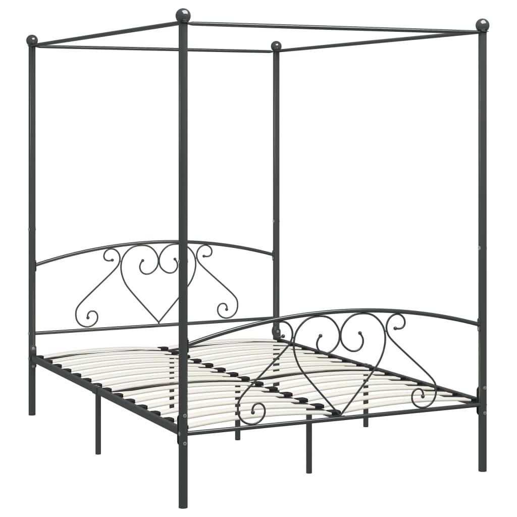 vidaXL Himmelbett-Gestell Grau Metall 160 x 200 cm