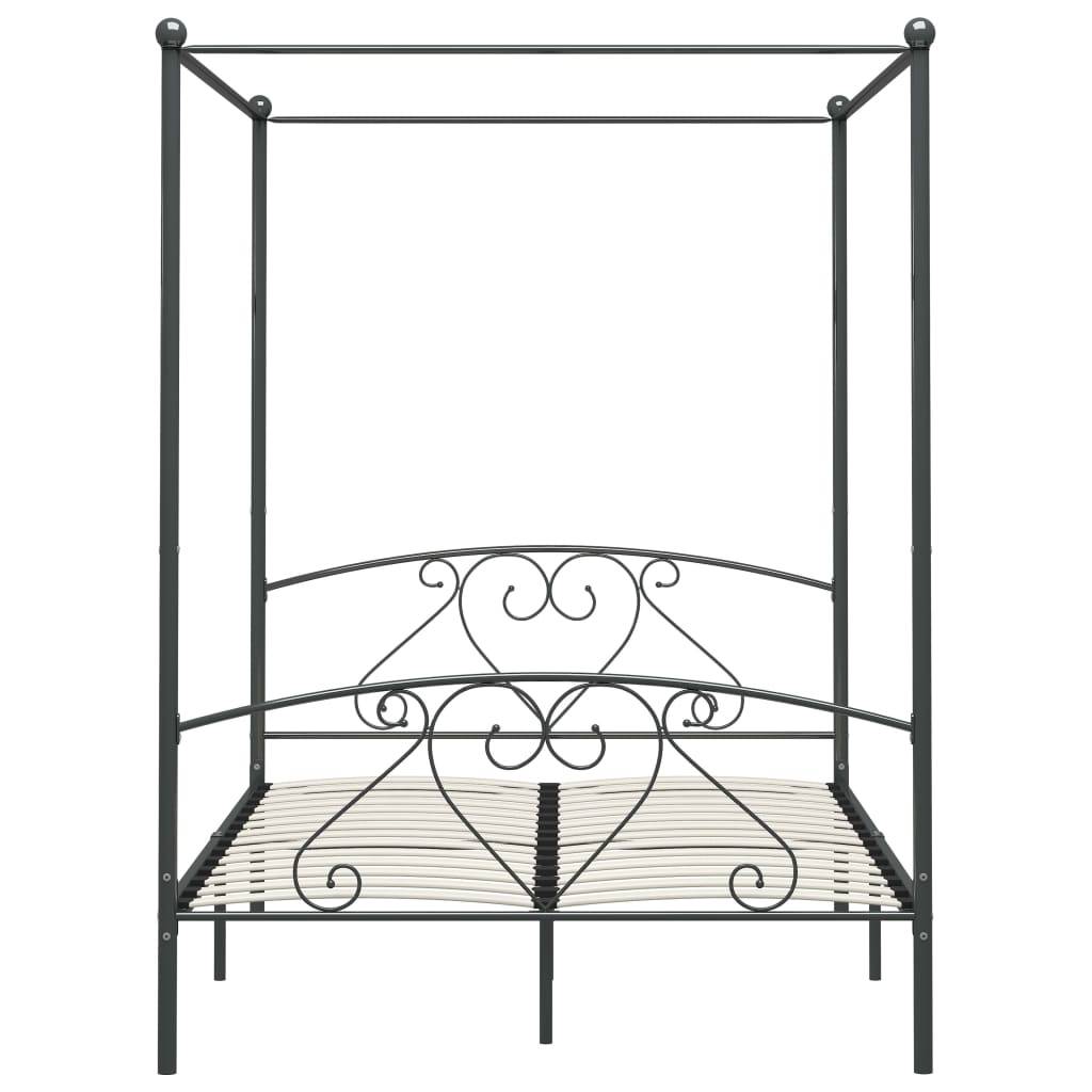 vidaXL Himmelbett-Gestell Grau Metall 160 x 200 cm