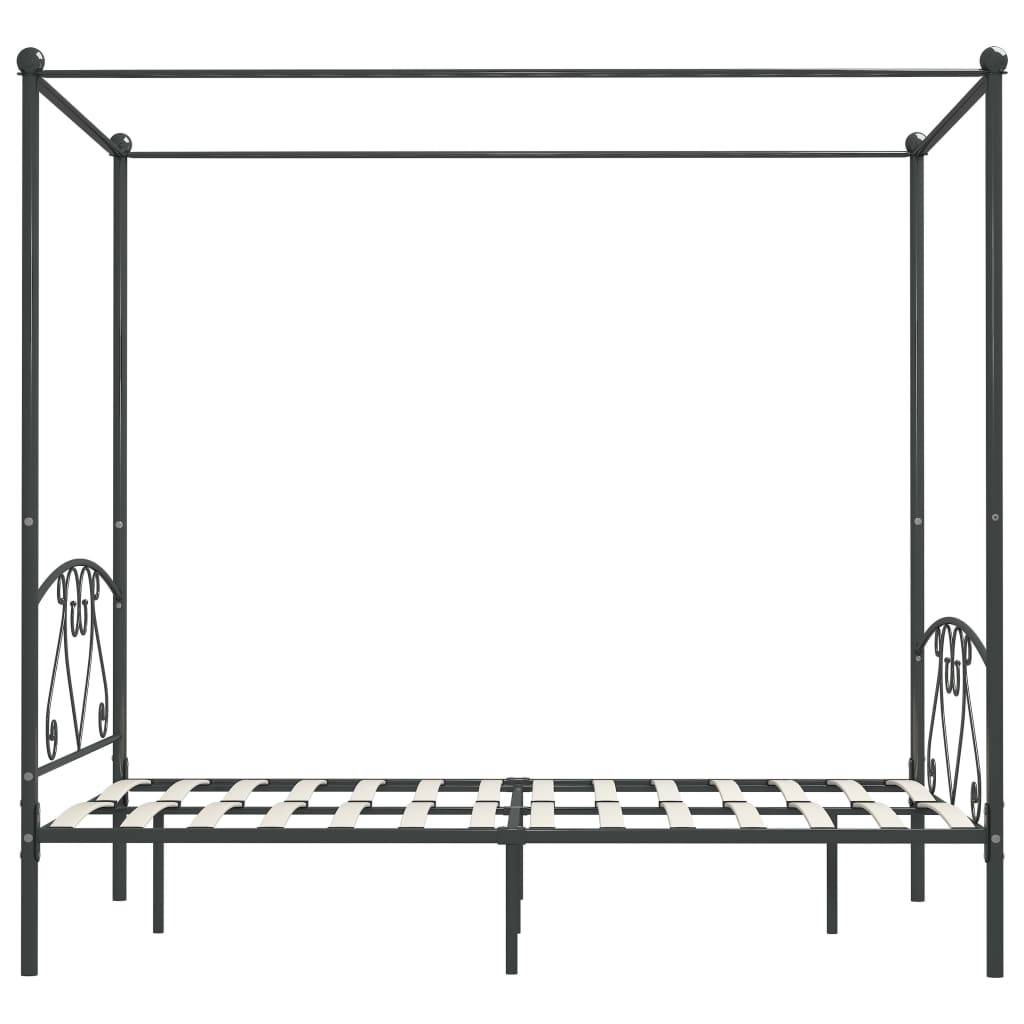 vidaXL Himmelbett-Gestell Grau Metall 160 x 200 cm