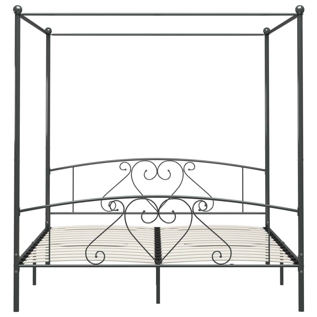 vidaXL Himmelbett-Gestell Grau Metall 180 x 200 cm