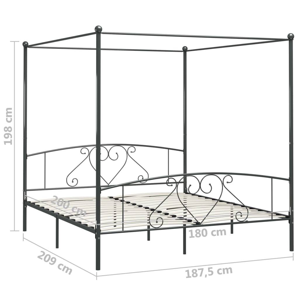 vidaXL Himmelbett-Gestell Grau Metall 180 x 200 cm
