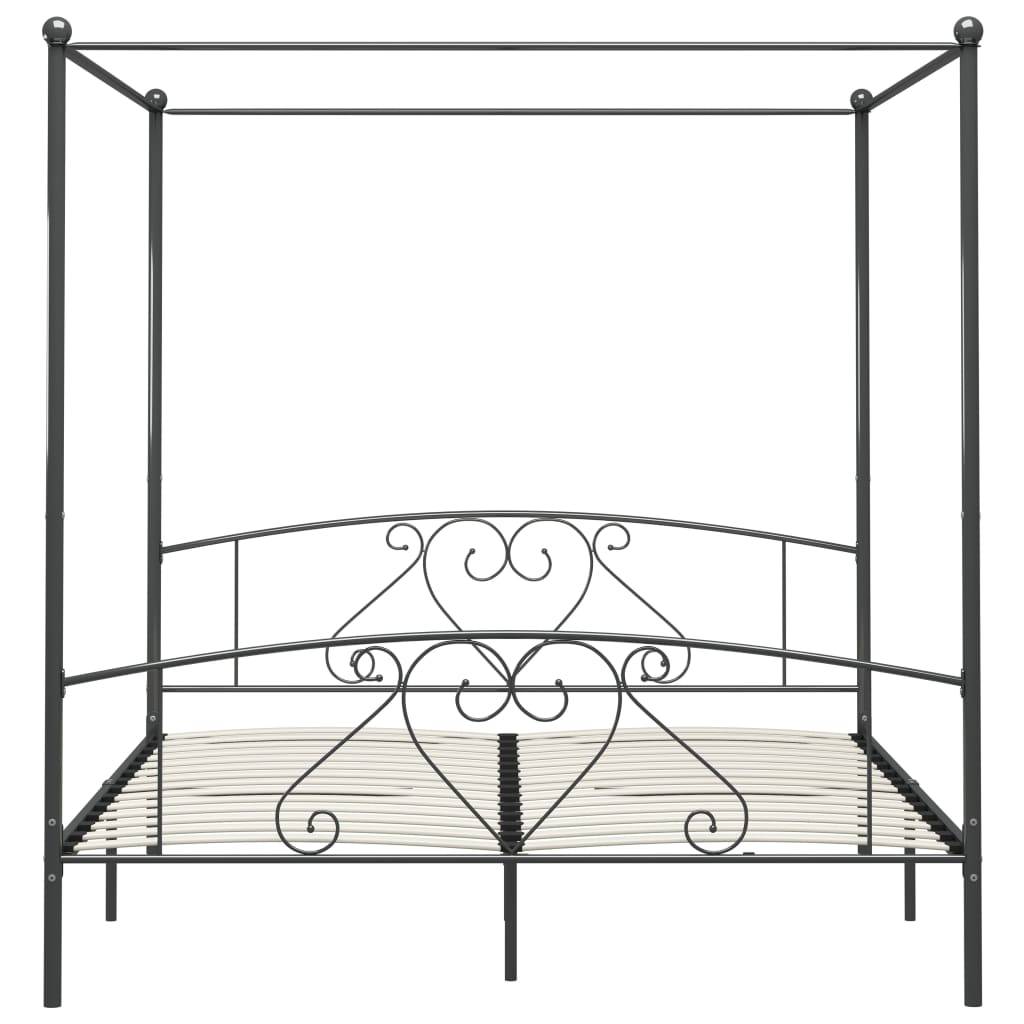 vidaXL Himmelbett-Gestell Grau Metall 200 x 200 cm
