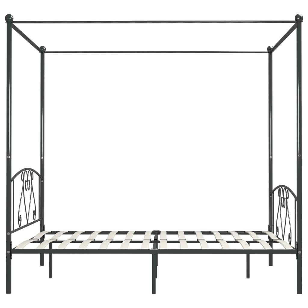 vidaXL Himmelbett-Gestell Grau Metall 180 x 200 cm