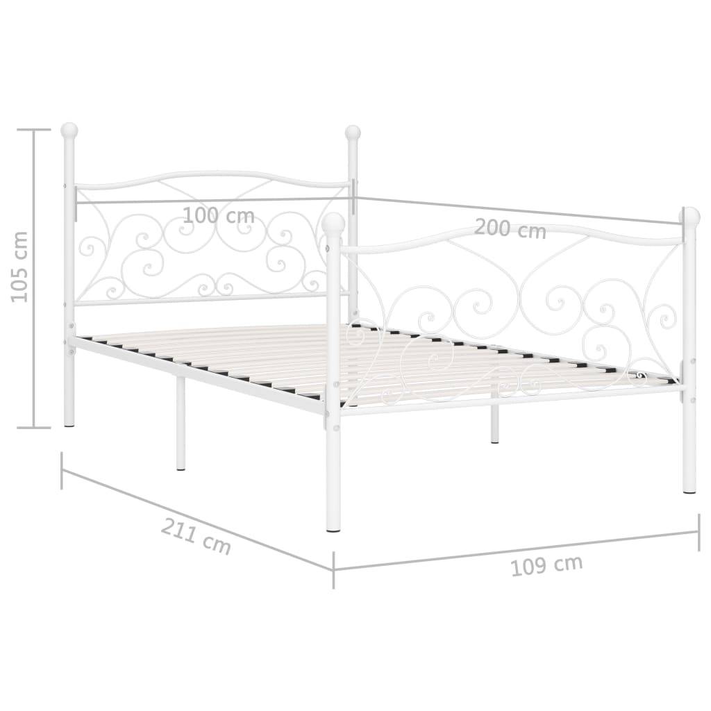 vidaXL Bettgestell mit Lattenrost Weiß Metall 100 × 200 cm